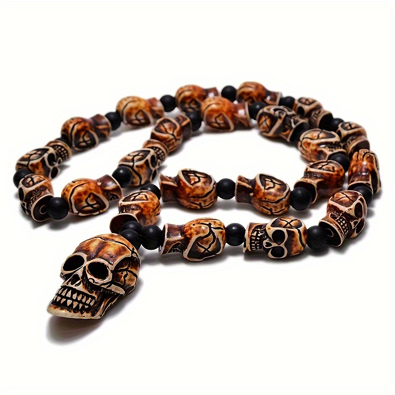 Punk Rock Skull Bead Necklace Halloween Decor 24 x14 x16mm 10mm Beads